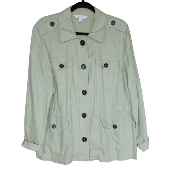 Relativity Jackets & Blazers - Relativity Linen Jacket Olive Green Women's 1X Boho Lagenlook Coastal Grandma